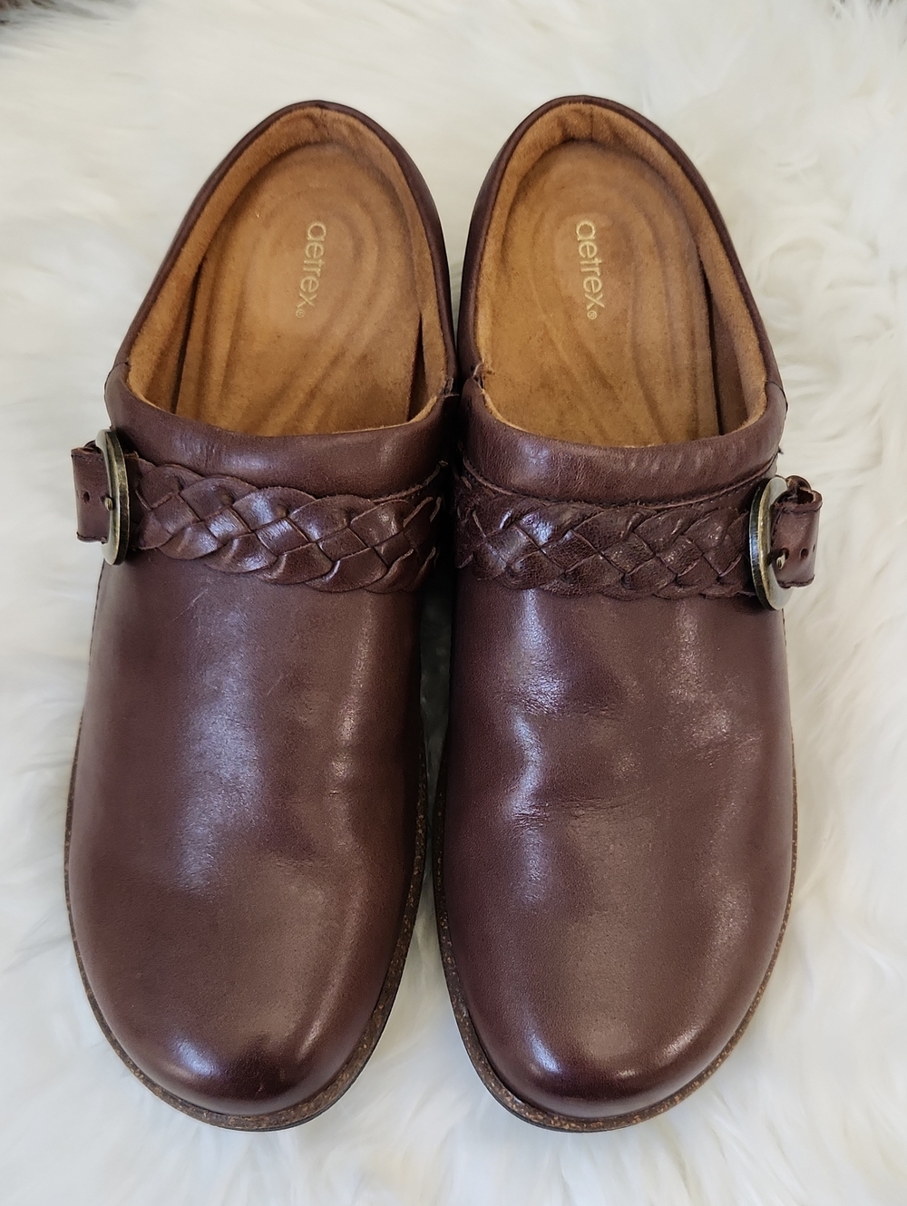 NWOB. Aetrex Libby Genuine Leather Comfort Clog Brown Sz 10.5-11